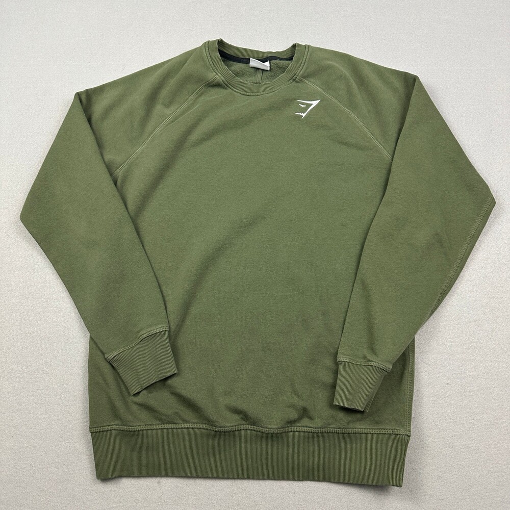 Gymshark Sweatshirt Men Medium Green Crest Crewneck Raglan Pullover Fleece M